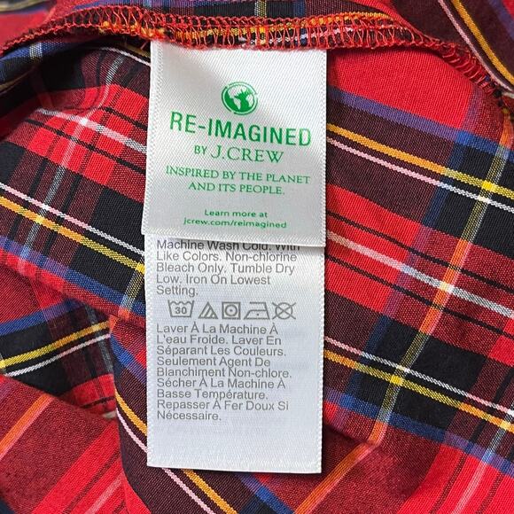 J.Crew Red Tartan Plaid Shirt Dress Size 6 Button Front Pockets Casual preppy - Picture 10 of 12